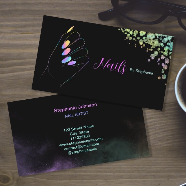 Carte De Visite Holographique Parties scintillant étincelante ongl (Créateur téléchargé)