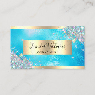 Carte De Visite Holographique Parties scintillant Gold Foil Turquo