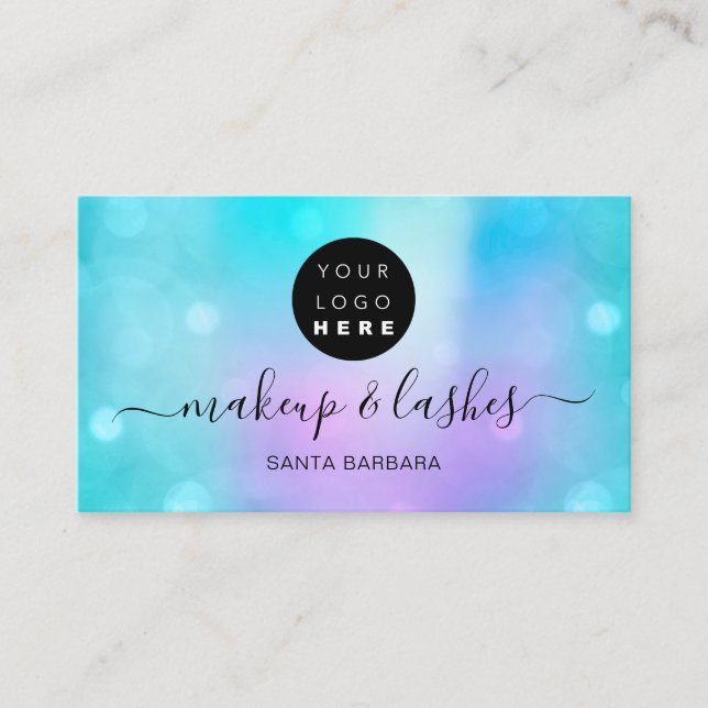 Carte De Visite Holographique Pearly Blue Logo Lash Nails de maqui (Devant)
