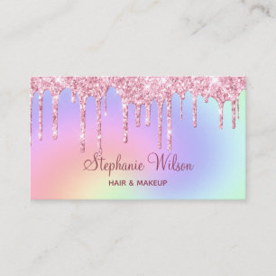 Carte De Visite Holographique personnalisé Paillettes roses qui