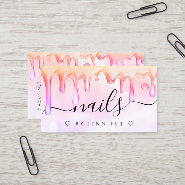 Carte De Visite Holographique Polonais Drives Clous Artiste QR Cod (Devant/Arrière en situation)