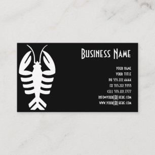 Carte De Visite Homard Art Déco vintage en blanc sur noir