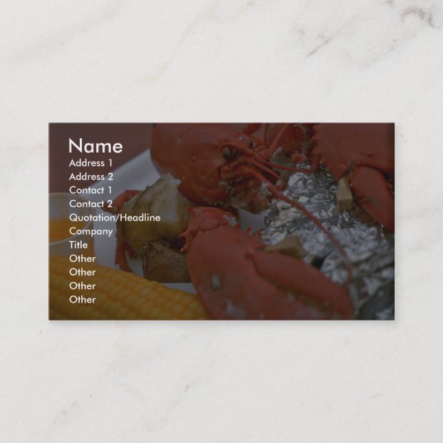 Carte De Visite Homard délicieux avec du beurre tiré, la pomme de (Devant)