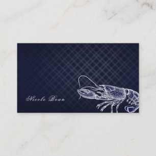 Carte De Visite Homard Vintage Bleu Marine Élégant Nourriture de M