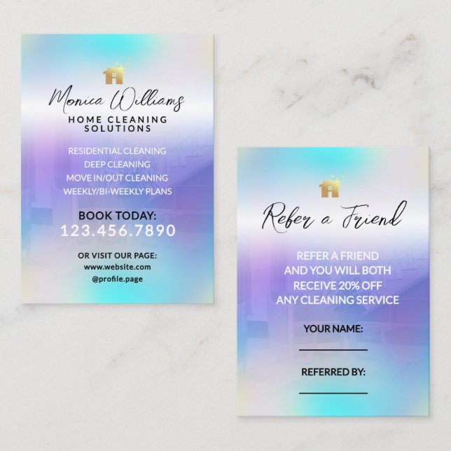 Carte De Visite Home cleaning referral  (Devant / Derrière)