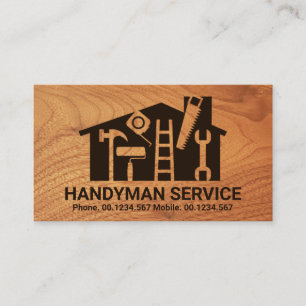 Carte De Visite Home Handyman Tools Wood Grain Carenter