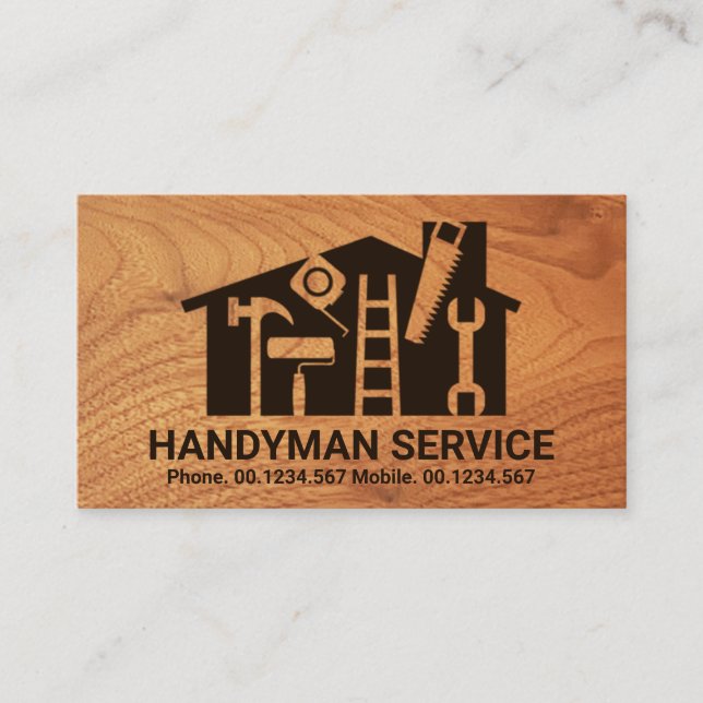 Carte De Visite Home Handyman Tools Wood Grain Carenter (Devant)