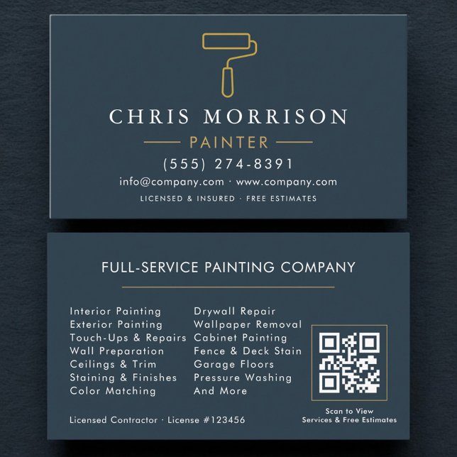Carte De Visite Home Painter Contractor QR Code (Créateur téléchargé)