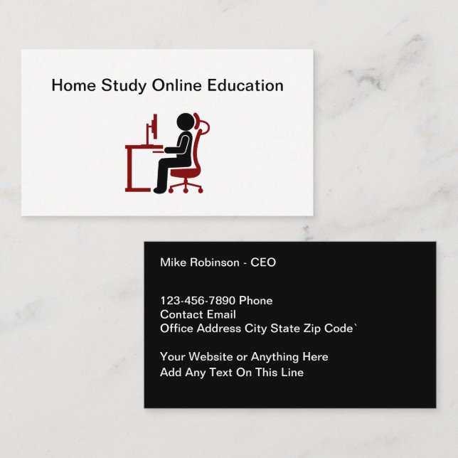 Carte De Visite Home Study Cours d'éducation en ligne (Devant / Derrière)