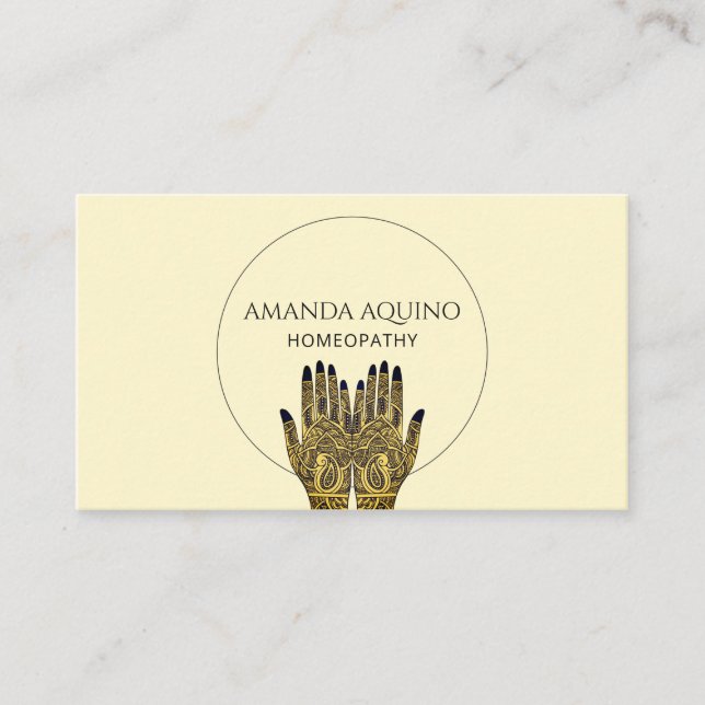 Carte De Visite Homéopathie Henné Mains Santé (Devant)