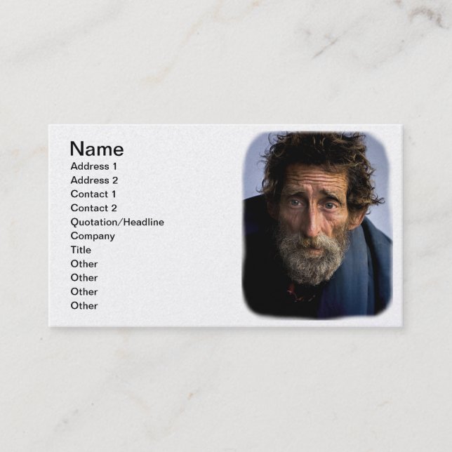 Carte De Visite Homme barbu sans abri et impuissant (Devant)