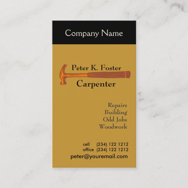 Carte De Visite Homme de toute la construction de bricoleur (Devant)