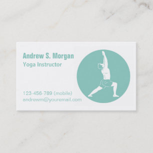 Carte De Visite Homme en posture de guerrier instructeur de yoga m