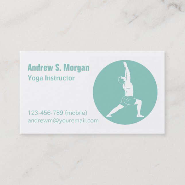 Carte De Visite Homme Guerrier Pose Homme Yoga Instructeur (Devant)