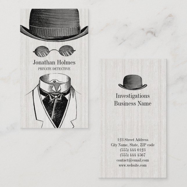 Carte De Visite Homme invisible Inspecteur privé (Devant / Derrière)