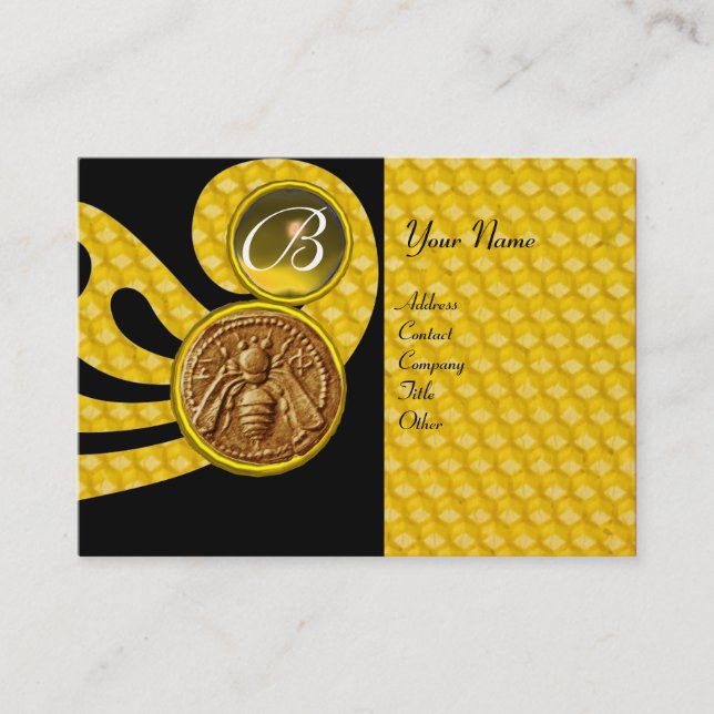 CARTE DE VISITE HONEY BEE, BEEKEEPER APIARIST MONOGRAMME (Devant)