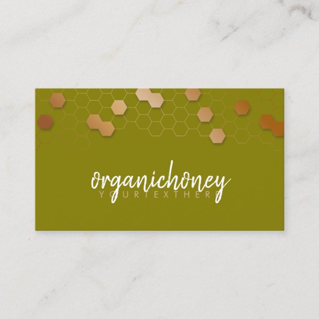 Carte De Visite Honeypeb Bee Farm Apiary Green Gold (Devant)