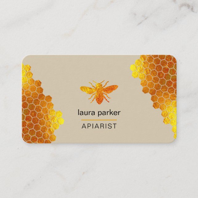 Carte De Visite Honeypeb Honey Bee Apirarist Hexagons Beekeepons (Devant)