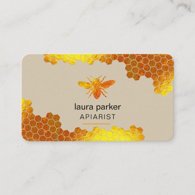 Carte De Visite Honeypeb Honey Bee Apirarist Hexagons Beekeepons (Devant)