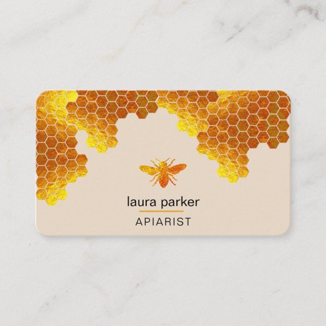 Carte De Visite Honeypeb Honey Bee Apirarist Hexagons Beekeepons (Devant)