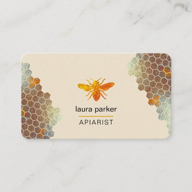 Carte De Visite Honeypeb Honey Bee Apirarist Hexagons Beekeepons (Devant)