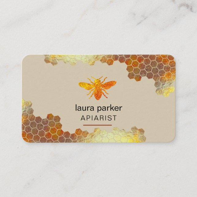 Carte De Visite Honeypeb Honey Bee Apirarist Hexagons Beekeepons B (Devant)
