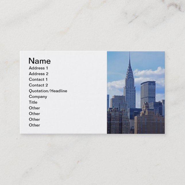 Carte De Visite Horizon Chrysler de NYC construisant le B1 (Devant)