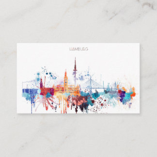 Carte De Visite Horizon de Hambourg d'aquarelle