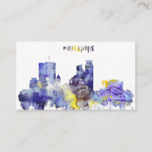 Carte De Visite Horizon de Minneapolis d'aquarelle