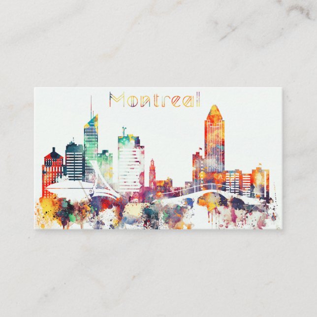 Carte De Visite Horizon de Montréal d'aquarelle (Devant)