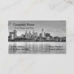 Carte De Visite Horizon de Philadelphie en noir et blanc