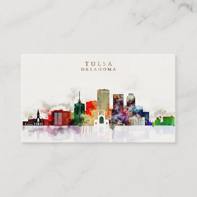 Carte De Visite Horizon de Tulsa d'aquarelle (Devant)