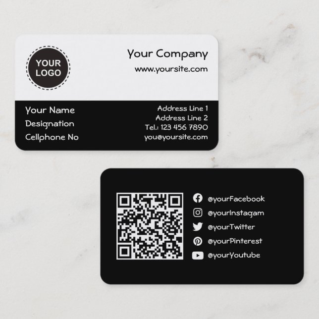 Carte de visite horizontal du code QR (Devant / Derrière)