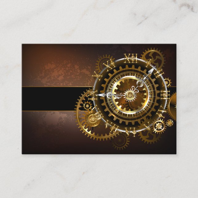 Carte De Visite Horloge Steampunk avec des engrenages anciens (Devant)