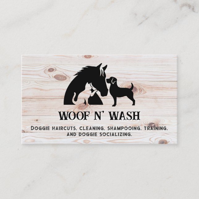 Carte De Visite Horse Dog Cat | Wood Grain (Devant)
