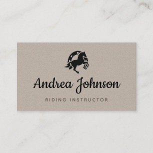 Carte De Visite Horse Horseshoe Gris Kraft moniteur d'équitation p