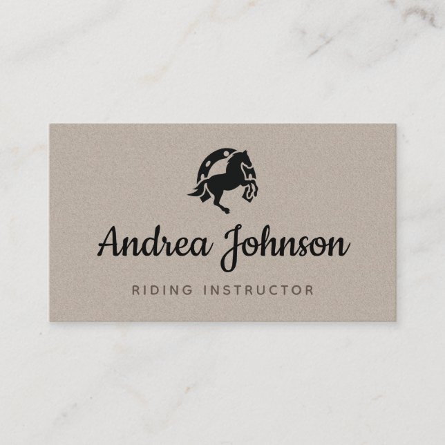 Carte De Visite Horse Horseshoe Gris Kraft moniteur d'équitation p (Devant)