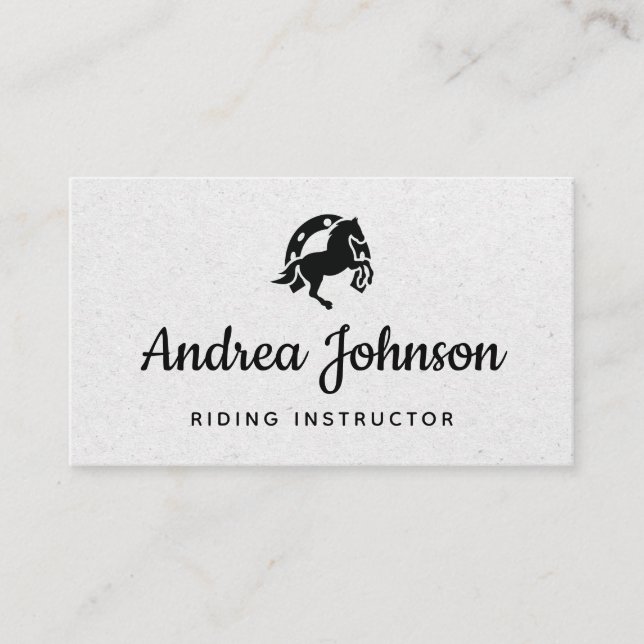 Carte De Visite Horse Horseshoe Gris Kraft moniteur d'équitation p (Devant)