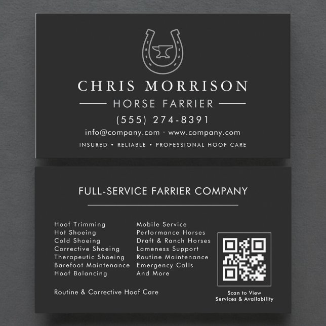 Carte De Visite Horseshoeing Farrier QR Code (Créateur téléchargé)