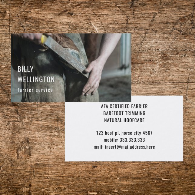 Carte De Visite Horseshoer Farrier Modern Equine Business Photo (Créateur téléchargé)