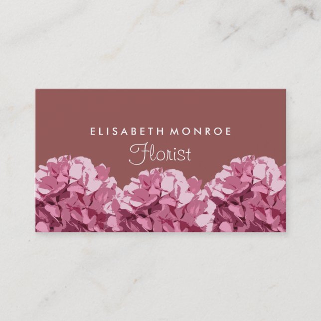 Carte De Visite Hortensia rose, Floristry (Devant)