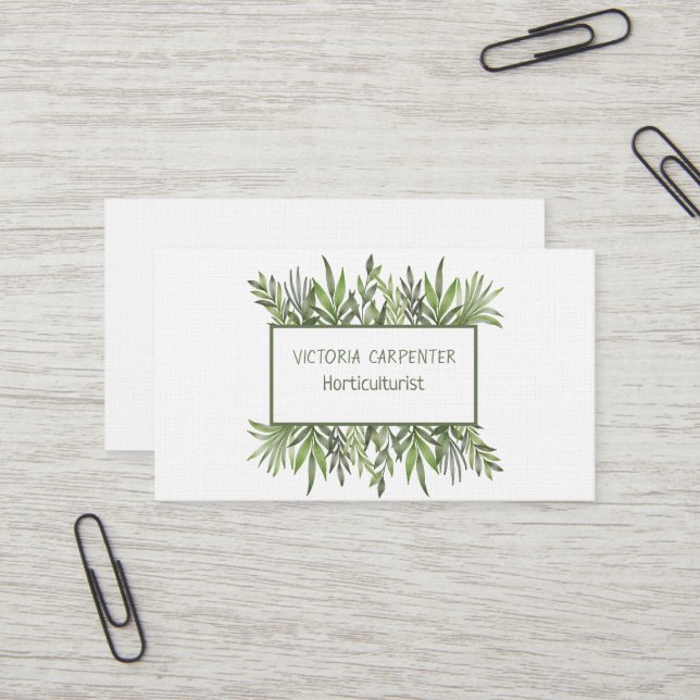 Carte De Visite Horticulteur Plantes verts (Devant/Arrière en situation)