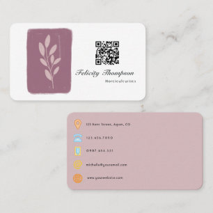 Carte De Visite Horticulture rose d'or et de blush Code QR