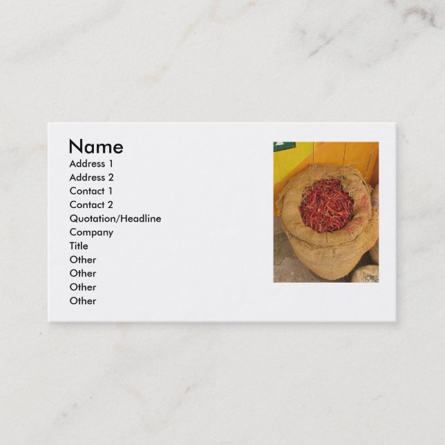 Carte de visite Hot Chilly Peppers (Devant)