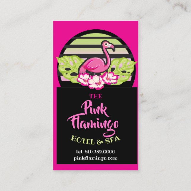 Carte De Visite HOT PINK FLAMANT ROSE Tropical Feuille Fête Cadeau (Devant)