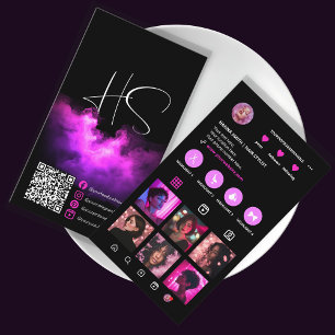 Carte De Visite Hot Pink Instagram Hair Stylist QR Code