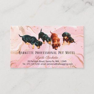 Carte De Visite Hôtel pour chiens Dachshund Motel Rose Agate Dorée