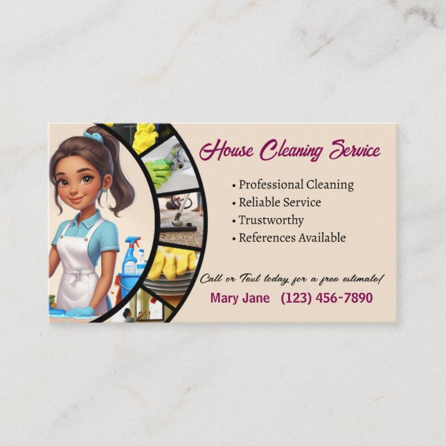 Carte De Visite House Cleaning Business Cards (Devant)