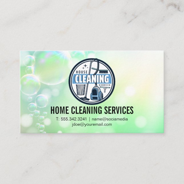 Carte De Visite House Cleaning Logo | Janitorial Services (Devant)