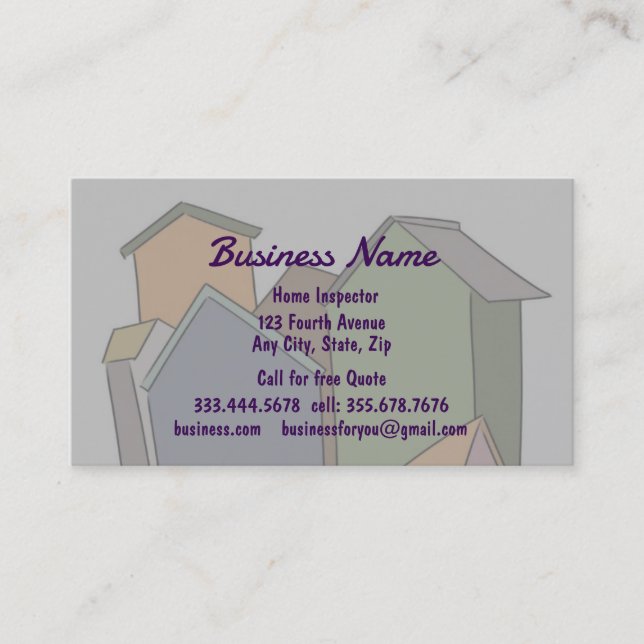 Carte De Visite House Home Inspections Inspector  (Devant)